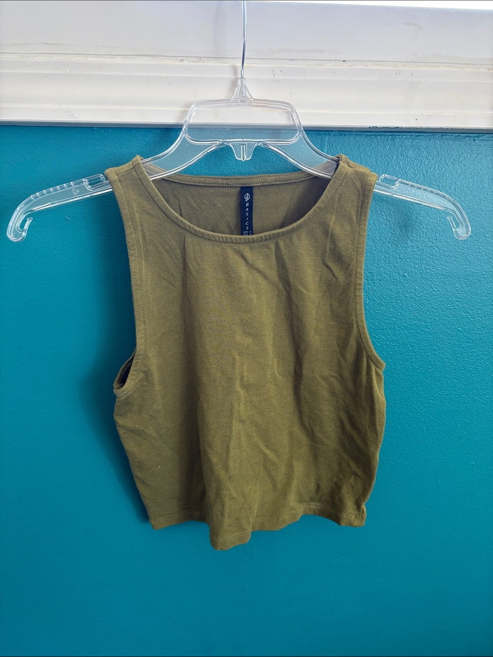 Basic Olive Green Crop Tank Top